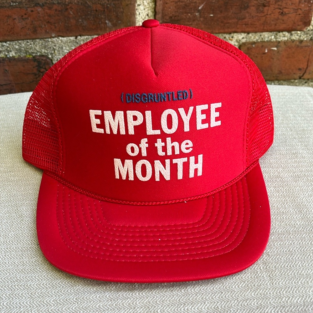 Red employee of the month trucker hat